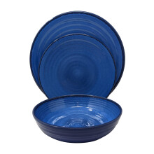 Gianna's Home 12 Piece Modern Melamine Heavyweight Plastic Dinnerware Set (Blue)
