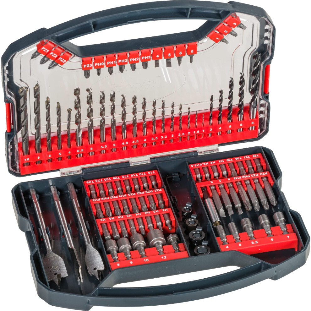 Kwb Power-Box 101-Pc Drill And Bit Set - Bits, Sockets, Drill Bits For Wood, Metal, And Concrete In Sturdy Box With Carry Handle 4009311091109