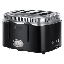 Russell Hobbs 4 Slice Toaster (Stainless steel with retro accents,Fast toasting, Countdown gauge, Lift & Look feature, Variable browning levels,