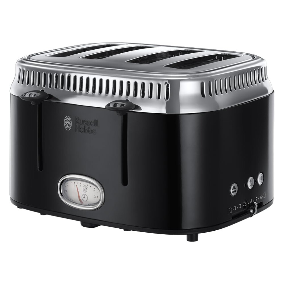 Russell Hobbs 4 Slice Toaster (Stainless Steel With Retro Accents,Fast Toasting, Countdown Gauge, Lift & Look Feature, Variable Browning Levels, - Image 3