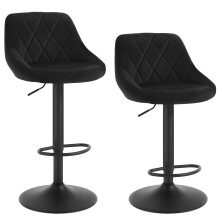 WOLTU Bar Stools Black Bar Chairs Breakfast Dining Stools for Kitchen Island Counter Bar Stools Set of 2 pcs Velvet Exterior, Adjustable Swivel Gas