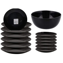 Northam Black 6-Piece Dinnerware Set (DISHWARE_PLACE_SETTING, Ceramic, Round, Made in France)