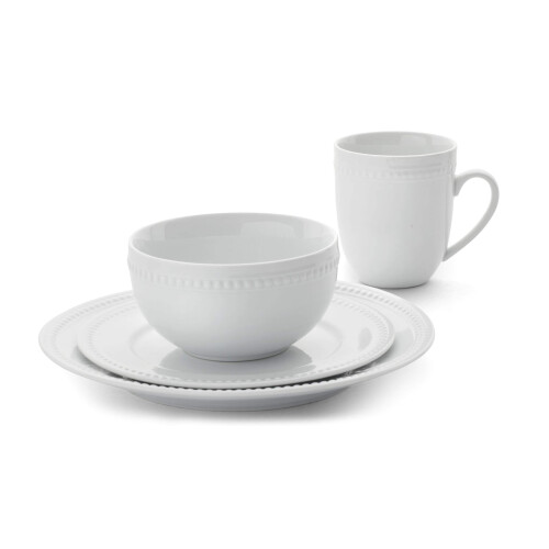 Everyday White 5278053 Beaded 16 Piece Dinnerware Set, Porcelain 2