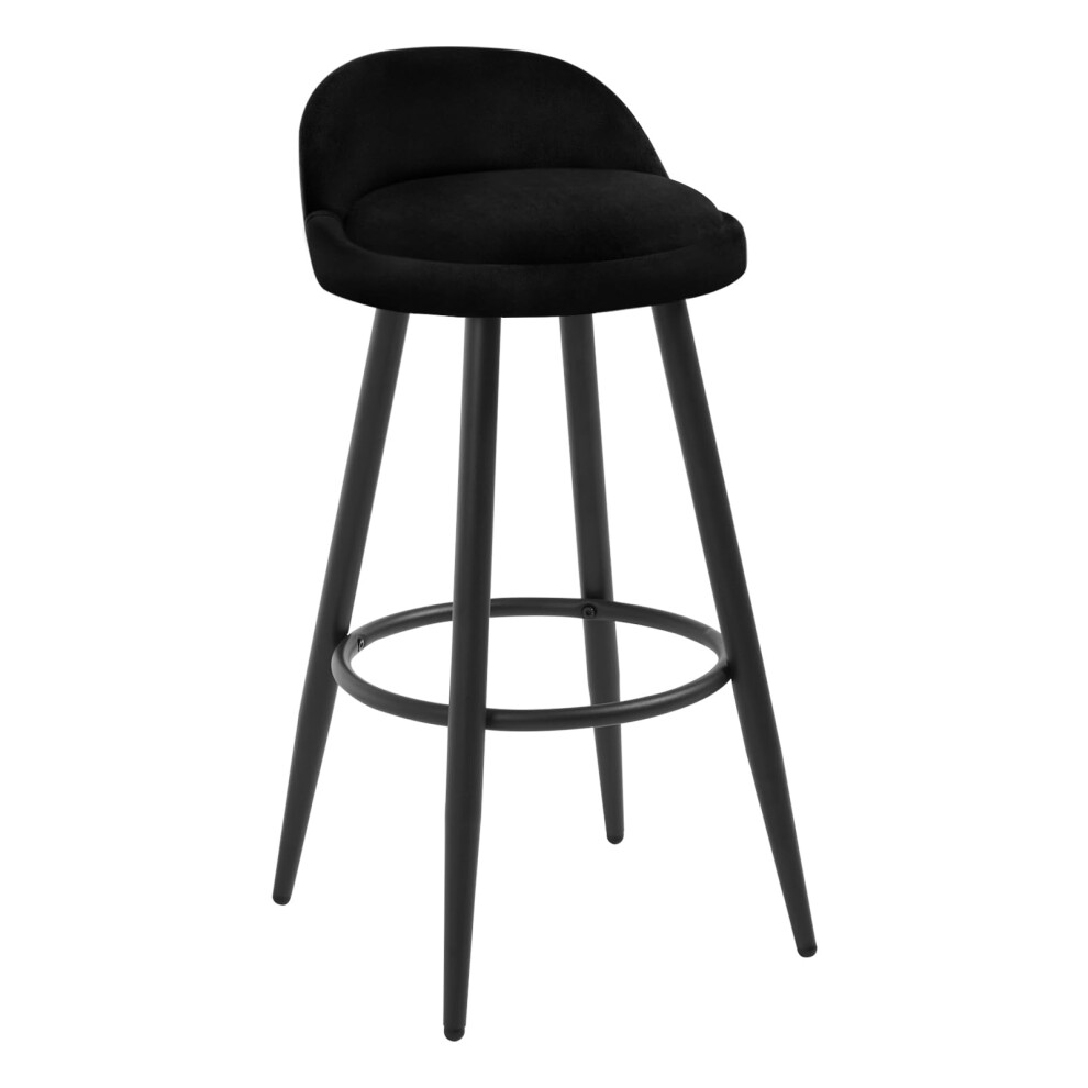 Woltu Bar Stool, Breakfast Barstool, Kitchen Island Counter Stool With Low Back And Footrest, Velvet Stool, Metal Frame, Bh296sz-1-Uk Black