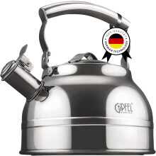 GIPFEL INTERNATIONAL Whistling Tea Kettle Stovetop - Food Grade Stainless Steel Teapot for Stove Top with Ergonomic Handle for Gas, Induction,
