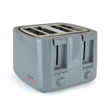 KitchenPerfected 4 Slice Wide Slot Toaster, 7 Browning Settings, Defrost/Reheat/Cancel, High Lift, Centralisation Even Toasting - Anthracite Grey -