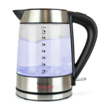 Kitchen Perfected Eco-Friendly Blue Illuminating Cordless Glass Kettle - 1.7Ltr, 2200w, Fast and Quiet Boil, 1 Cup in 60 seconds, Only boil what you