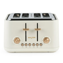 Salter Pebble 4 Slice Toaster ? Wide Slot Bread Toaster with High Lift Eject, 6 Browning Levels, Self-Centring Slots, Removable Crumb Tray,