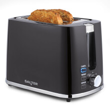 Salter EK5832BLK Deco 2-Slice Toaster ? Wide Slots, Extra Thick Bread, 7 Browning Levels, Removable Crumb Tray, Defrost, Reheat & Cancel, Bagel