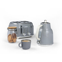 Salter COMBO-9191 Retro Kettle & Toaster Set ? 1.7L Fast Boil Kettle With Removable Limescale Filter, 4-Slice Wide Slot Toaster for Thick Bread, High