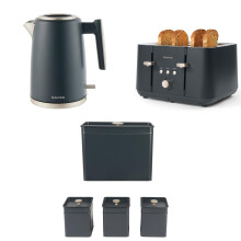 Salter COMBO-8853A Marino 4 Piece Breakfast & Countertop Set - 1.7L Fast Boil Kettle With Limescale Filter, 4 Slice Toaster, Carbon Steel Bread Bin &