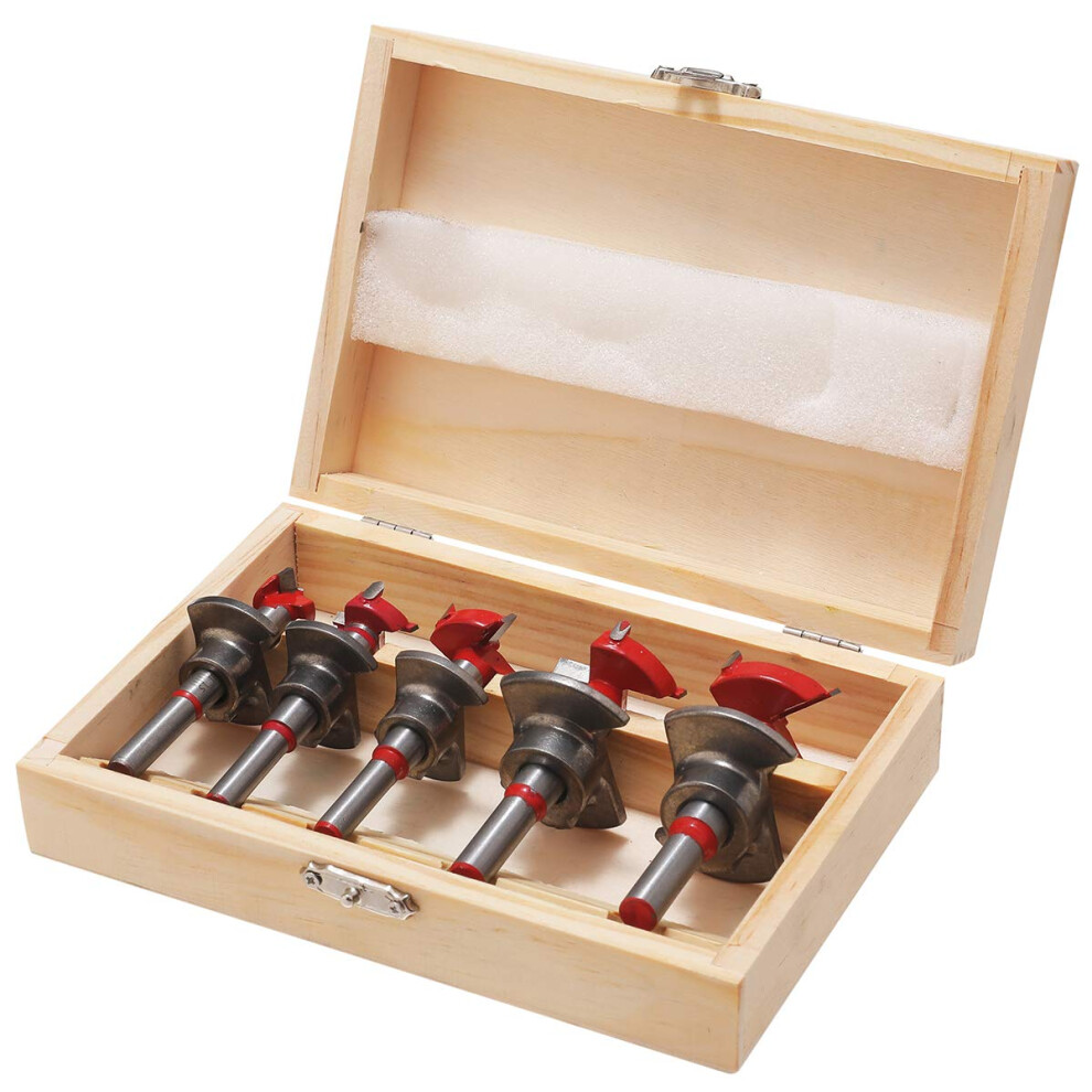 Topway Forstner Bits Set 5Pcs, 15-35Mm Cemented Carbide Adjustable Positioning Drill Bit With Depth Stoper For Woodworking Hinge Hole Drilling Cutting 5056156052740