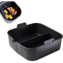 Tower T843095 Square Air Fryer Tray with Divider (2.5L), Suitable for Most Air Fryers 6 litres and Above Including Ninja, Reusable Silicone Liner,