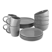 ProCook Stockholm Stoneware Dinner Set (Charcoal Grey, 16 Piece, 4 Table Settings with Mugs) Dishwasher Safe, Microwave Safe, Oven Safe