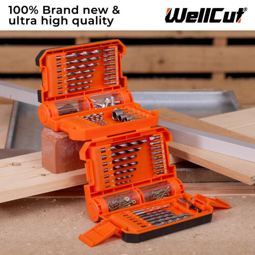 Drill Bit Set 51-Pieces Combination Multi Purpose Kit Includes HSS Drill Bits Wood Drill Bits Masonry Drill Bits Screwdriver Bits Nut Drivers Magnetic 1