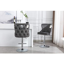ASR INTERIORS? Valentino Velvet Bar Stool Studded Stools with Backrest Luxury Breakfast Barstools for Counter Kitchen | Luxury Bar Stool Island & Home