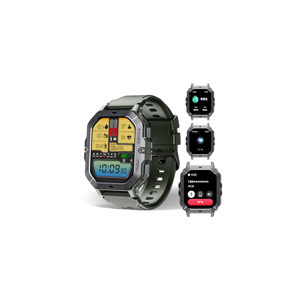 OUKITEL BT101 Military Smart Watch for Men, 2.02?AMOLED HD Screen, Outdoor Sports Smartwatch with Bluetooth Calls, Fitness Watch, Heart Rate & Sleep