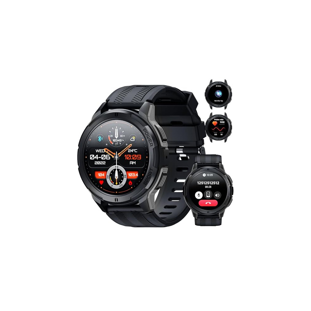Oukitel Bt10 Smart Watch For Men, Bluetooth Voice Call For Android Ios Phone, 1.43" Amoled Screen Fitness Watch With Heart Rate/Spo2/Blood