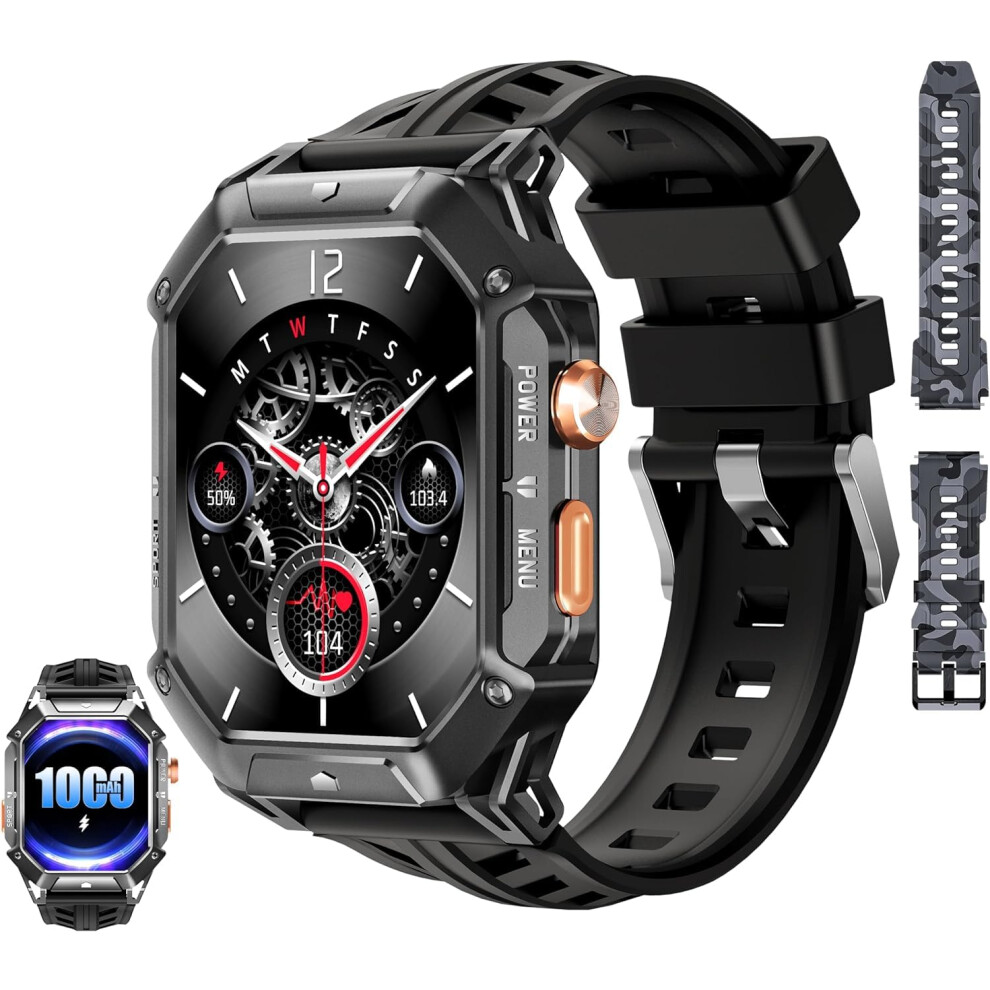 OUKITEL BT80 Smart Watch for Men, 1000 mAh Smart Watches with Step Counter 2.13" AMOLED Touch Screen Fitness Watch, Heart Rate Sleep Monitor, 100+