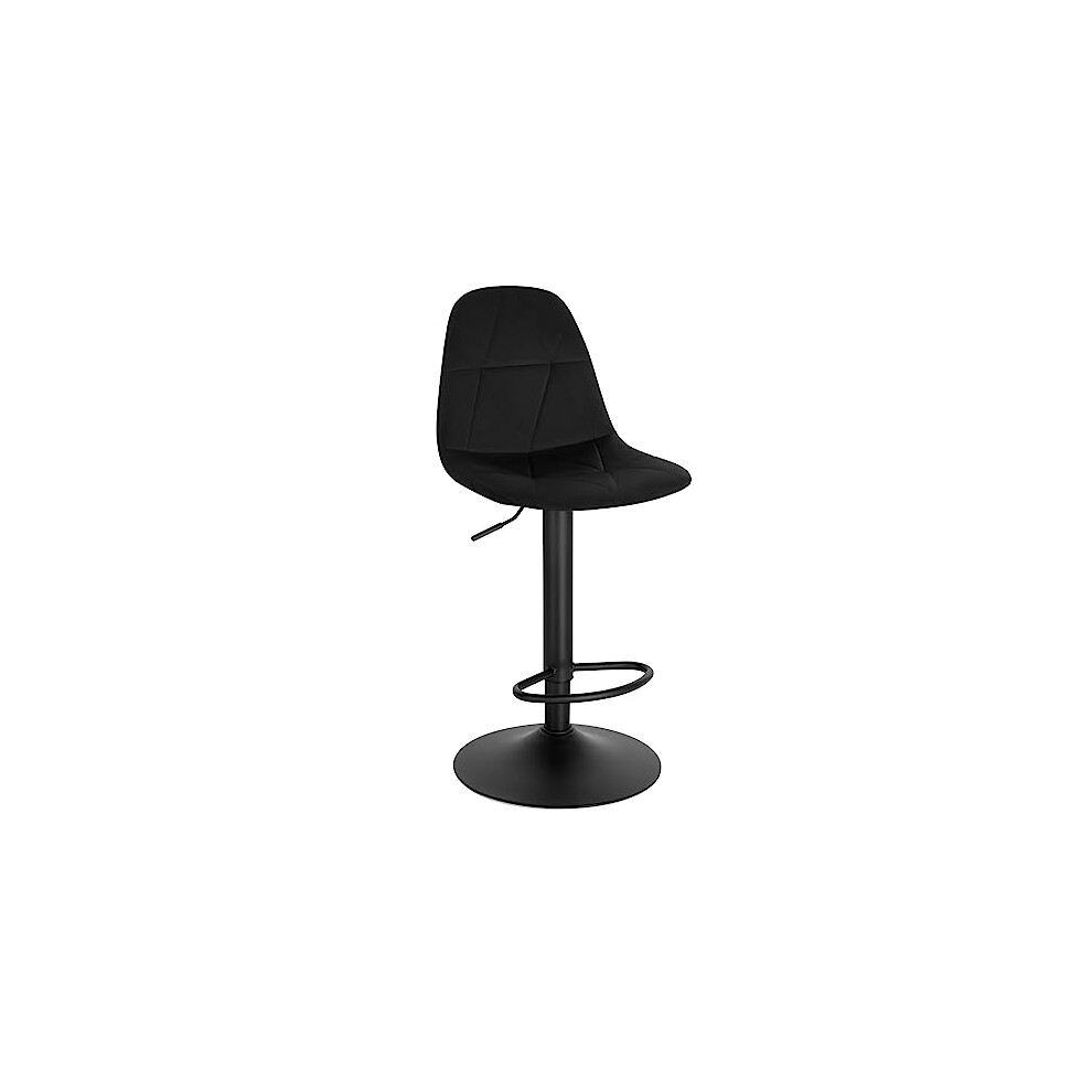Lestarain Bar Stool Single Adjustable & Swivel Breakfast Kitchen Counter Pub Bar Stool Soft Velvet Barstool Chair Dining Stool With Back & Black