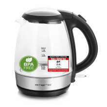 EMERIO WK-125145 Kettle schnurlos Glas, Black, Silver