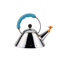 Alessi Kettle 9093/1 LAZ - Kettle with Magnetic Bottom Suitable for Induction Cooking, in 18/10 Stainless Steel Mirror Polished with Handle and Small