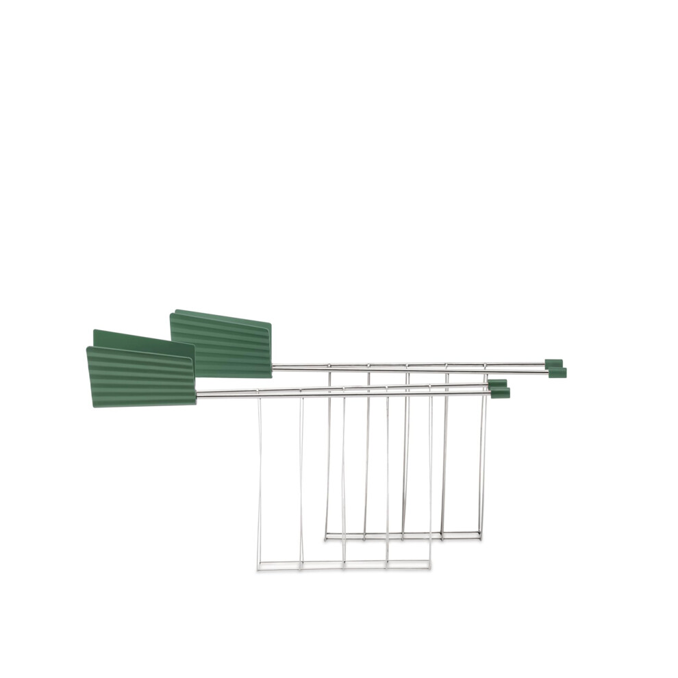 Alessi Pliss? Mdl08ra Gr - Set Of Two Design Toaster Racks In Steel And Thermoplastic Resin, Green