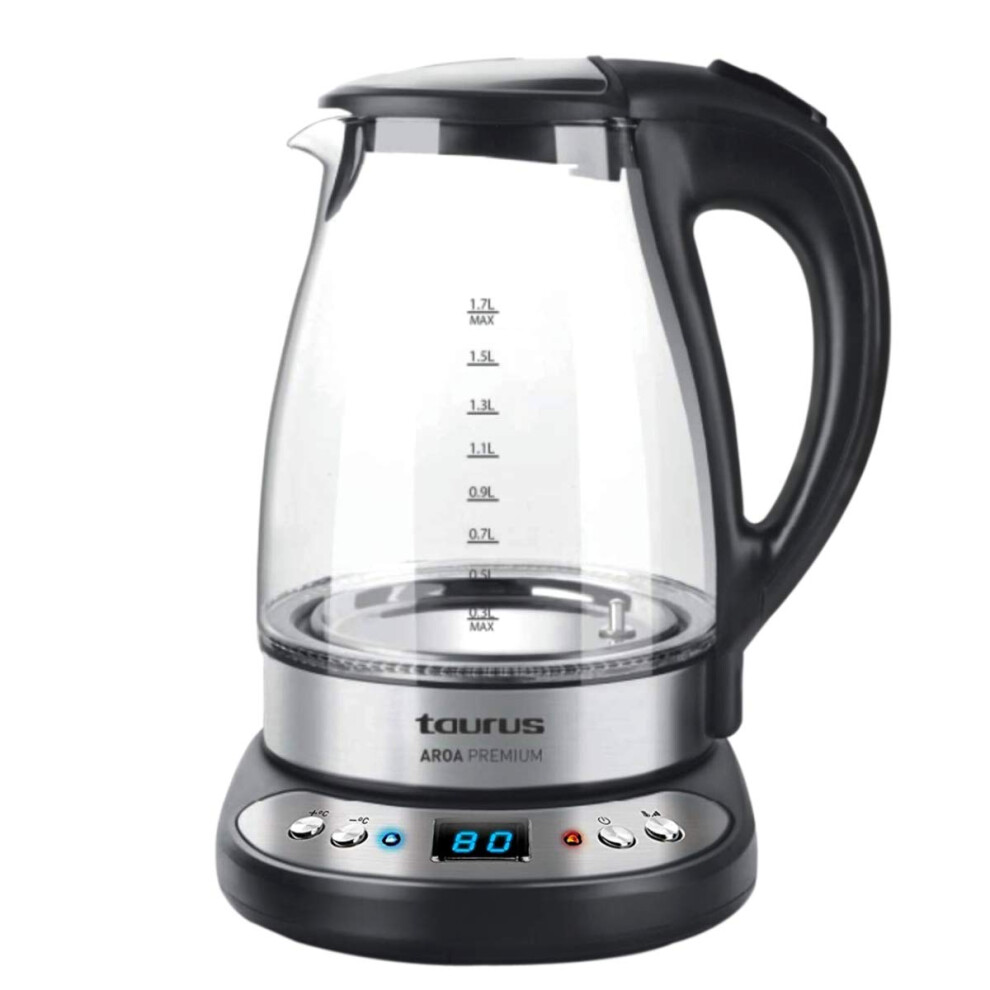 Taurus Aroa Premium Electronic Kettle 2200 W 1.7L Glass Body Temperature Adjustable 50 95 Celsius Black-image-OPC-PG7K8QC-NEW