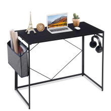 Homesbrand Computer Storage Bag, Folding Gaming Office Desk with Headphone Hook, Engineered Wood, Black, Medium