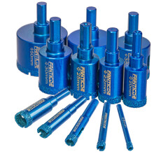 FANTICDE Diamond Drill Bit Set, 12PCS Brazing Core Hole Saw Cutter Tools Set, Diamond Hole Saw Core Drill Bit for Porcelain Tile Ceramic Stone Granite