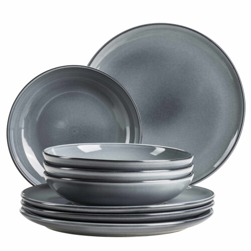 M?ser Livio Stoneware Dinner Set Grey