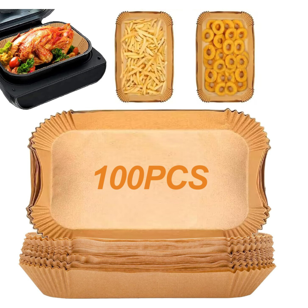 Breezo 100Pcs Air Fryer Liners For Ninja Foodi Max Health Grill And Air Fryer Ag551uk Ag551ukcp, Large Rectangle Disposable Air Fryer Parchment Paper Baking