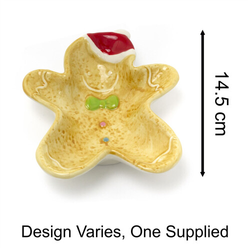 Carousel Ceramic Gingerbread Cookie Shaped Christmas Snack Bowl | Festive Serving Dish 2