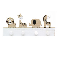 Children's Safari Animal Coat Rack | Kids Jungle Wall Mounted Wooden Coat Hooks