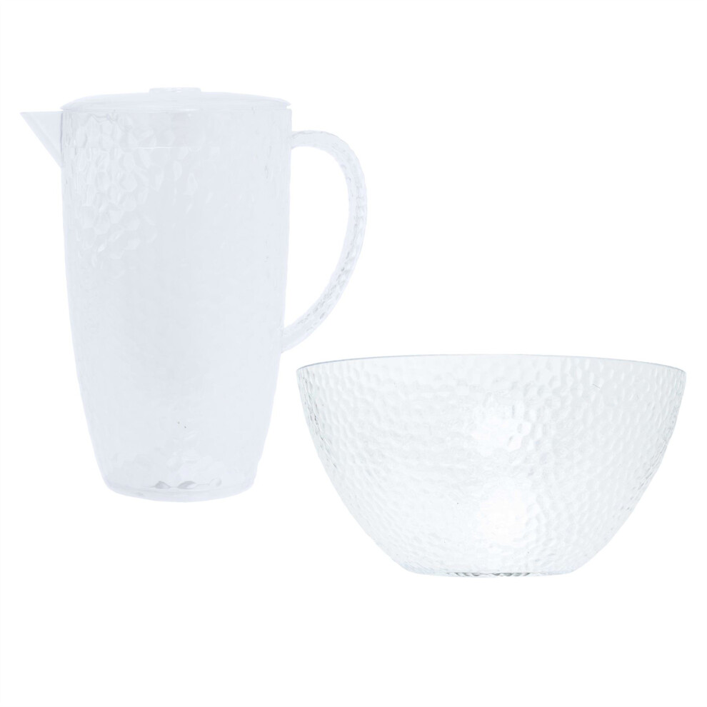 2L Bubble Effect Water Jug & Bowl | Outdoor Plastic Bowl & Picnic Jug with Lid