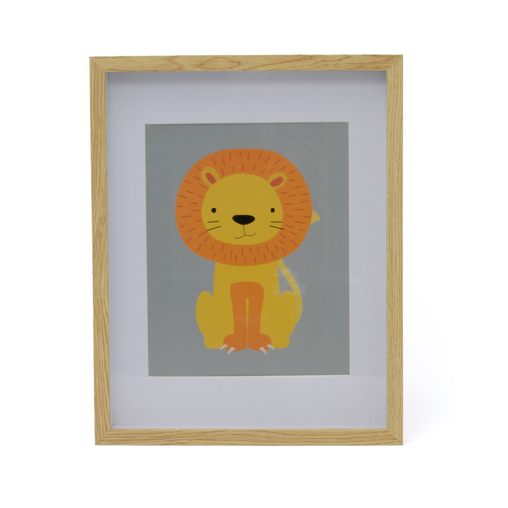 Safari Animal Kids Wall Art Picture Frame | Framed Animal Pictures - Lion