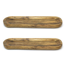 Set of 2 Mango Wood Serving Dish | Wooden Plate Serving Platter Oval Dish