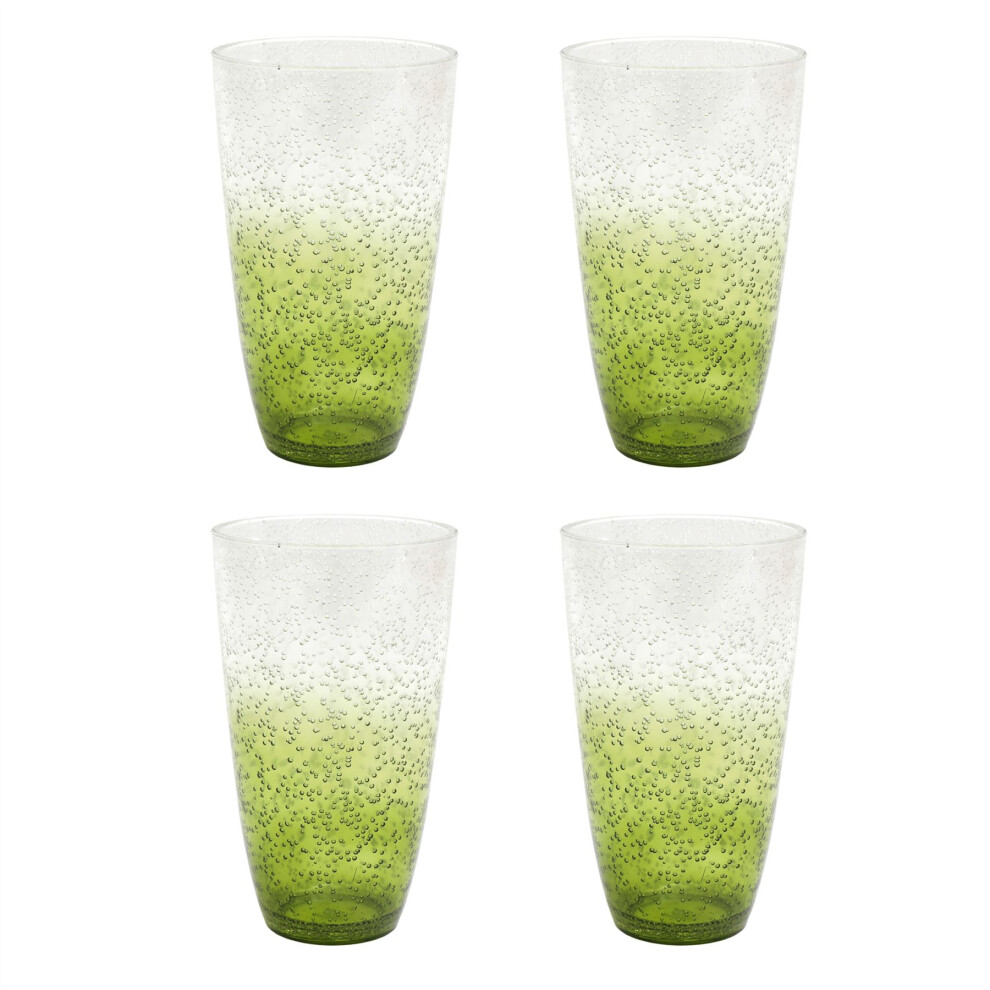 Carousel Pack Of 4 Large Green Bubbles Plastic Tumbler | Outdoor Picnic Drinking Glass