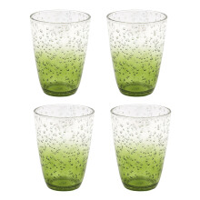 Pack of 4 Green Bubbles Plastic Drinks Tumbler | Reusable Outdoor Drinking Glass
