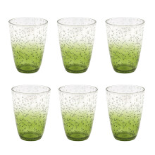 Pack of 6 Green Bubbles Plastic Drinks Tumbler | Reusable Outdoor Drinking Glass