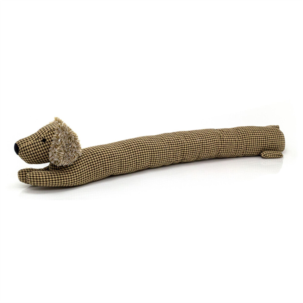 Carousel Herringbone Dachshund Draught Excluder Fabric Sausage Dog Draft Excluder - Brown