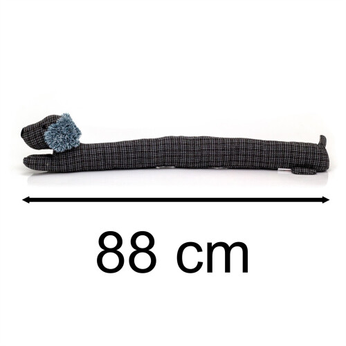Carousel Herringbone Dachshund Draught Excluder Fabric Sausage Dog Draft Excluder - Black 2