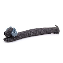 Herringbone Dachshund Draught Excluder Fabric Sausage Dog Draft Excluder - Black