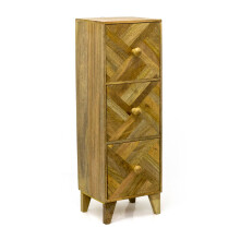 3 Drawer Marquet Cabinet | Mango Wood Bedside Table 3 Drawer Side Storage Unit