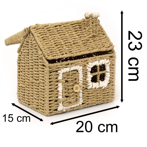 Carousel Charming House-Shaped Wicker Storage Basket | Home Storage Solution - 20x36cm 2