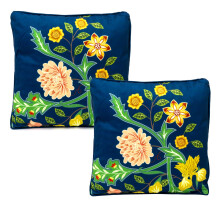 Pack of 2 Sussex Blue Floral Scatter Cushions | Filled Cushions for Sofa - 40cm