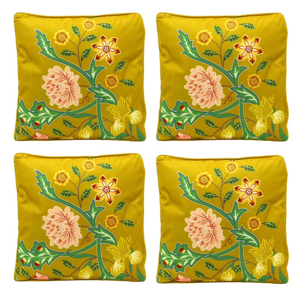 Carousel Pack Of 4 Sussex Floral Scatter Cushion | Filled Cushion For Sofa - 40Cm Yellow