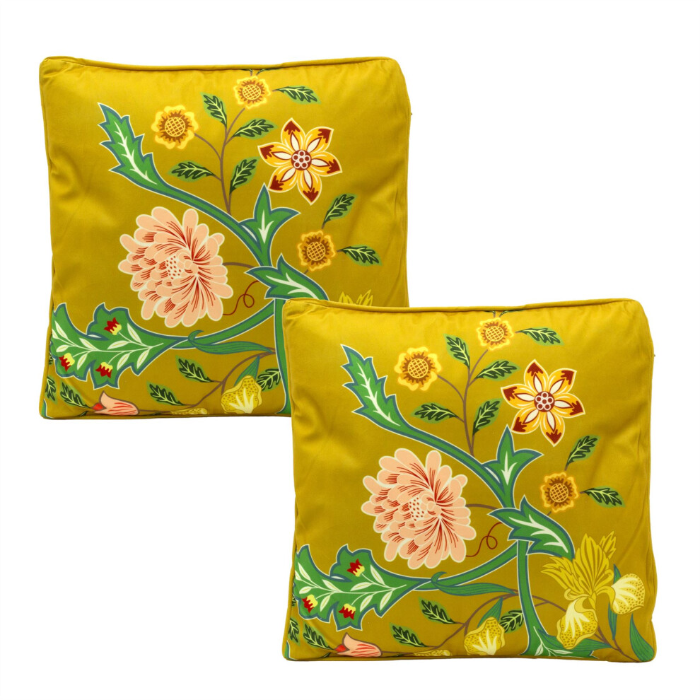 Carousel Pack Of 2 Sussex Floral Scatter Cushion | Filled Cushion For Sofa - 40Cm Yellow