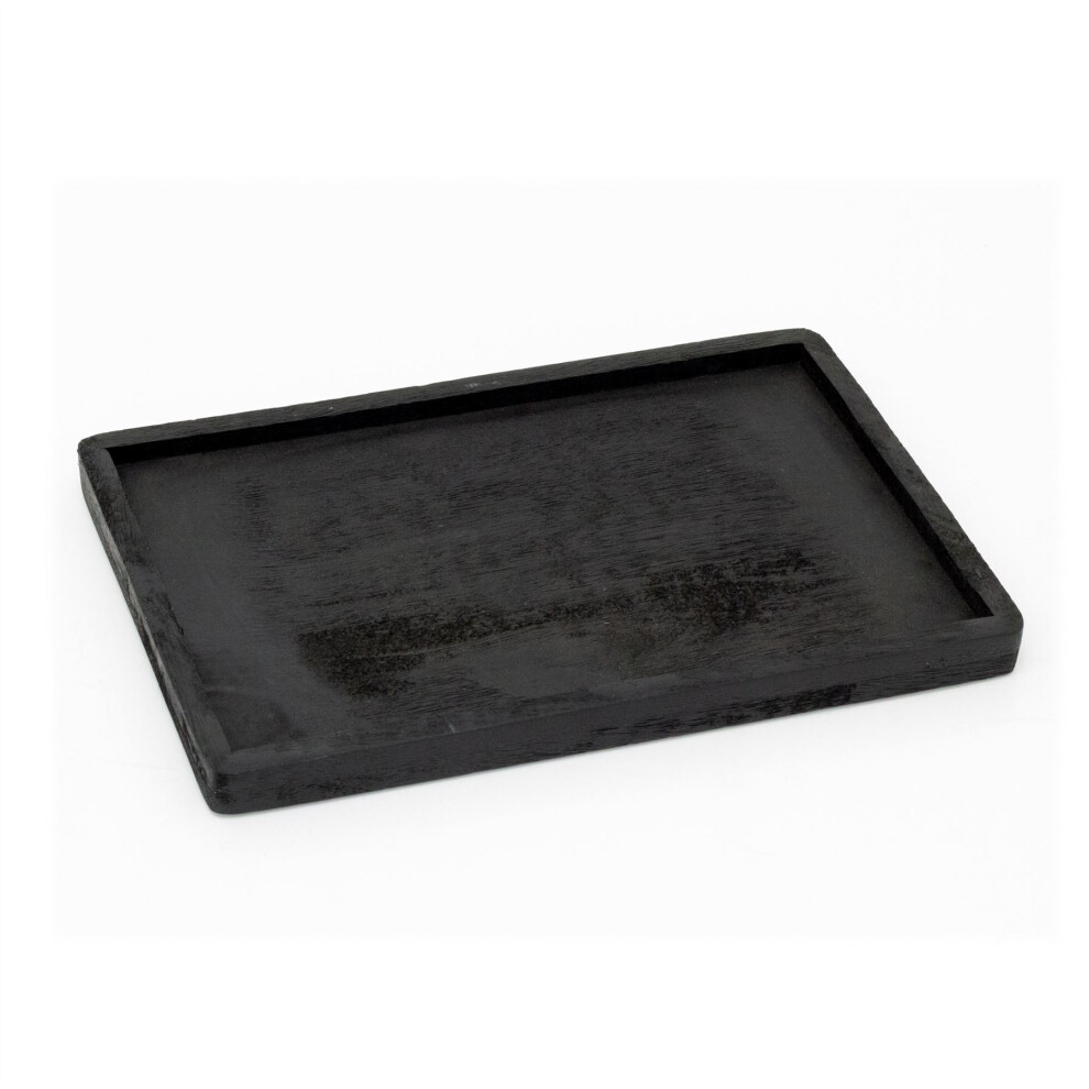 Black Mango Wood Display Tray | Rectangle Wooden Trinket & Candle Tray - 30x25cm