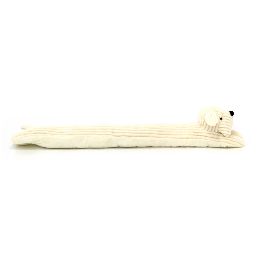 Carousel Dog Draught Excluder | Ribbed Corduroy Fabric Dog Door Draft Excluder Cream 85Cm